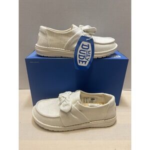 NEW Hey Dude Women's Size 6 Wendy Bow Shimmer Metallic Silver Shoes NWT No Lid